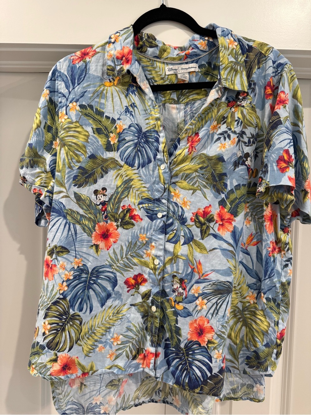 Tommy Bahama Disney Light Blue Tropical Floral Button-Down Shirt